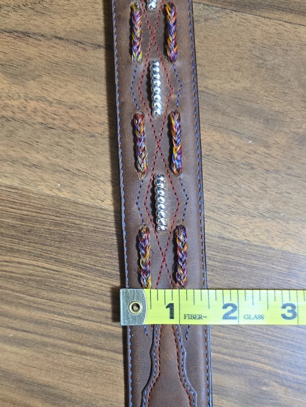 Justin Leather Belt with Decorative Silver Buckle And Embellishments